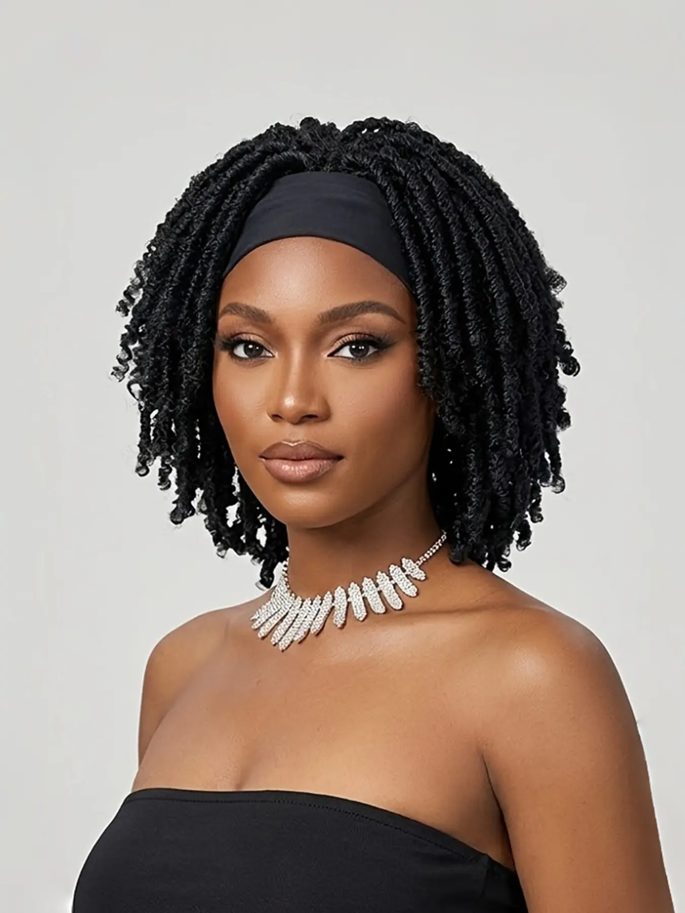 14inch Small Roll Women's Curly Headband Wig Synthetic, Ideal for Daily Styling, Stage Performances, Role-Playing, Photography, Parties, Fashion Shows, Synthetic Material Wigs