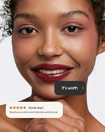 YADOCA Gold Nose Rings Studs for Women - 20G Surgical Steel Nose Ring L Shaped Nose Piercing Jewelry Hypoallergenic CZ Heart Nose Studs Silver Rose Gold 16Pcs