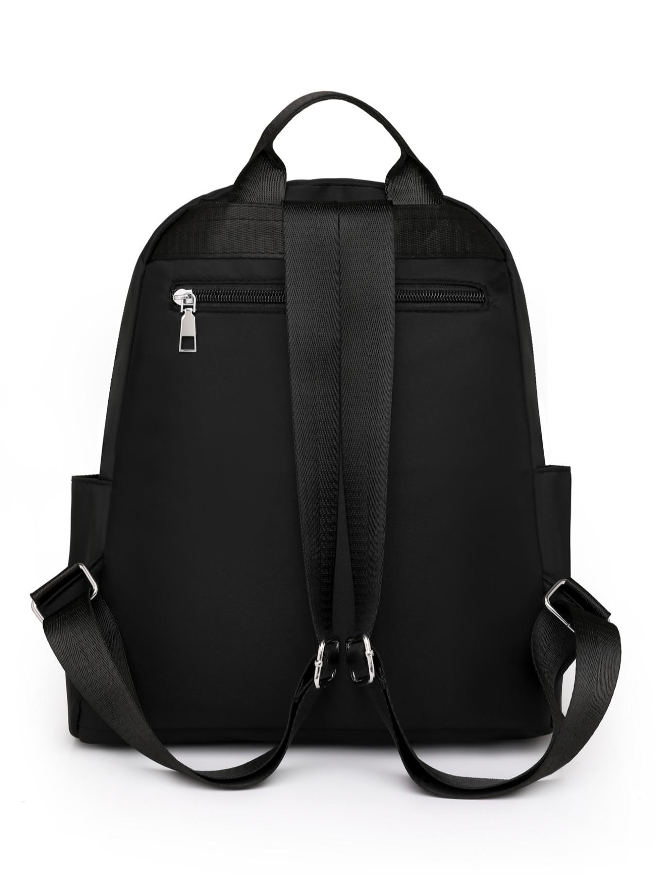 Rhombus Quilted Faux Pearl Decorated Backpack, Casual Zipper Backpack for Women, All-match Commuter Bag for Daily Used, Perfect for College Students
