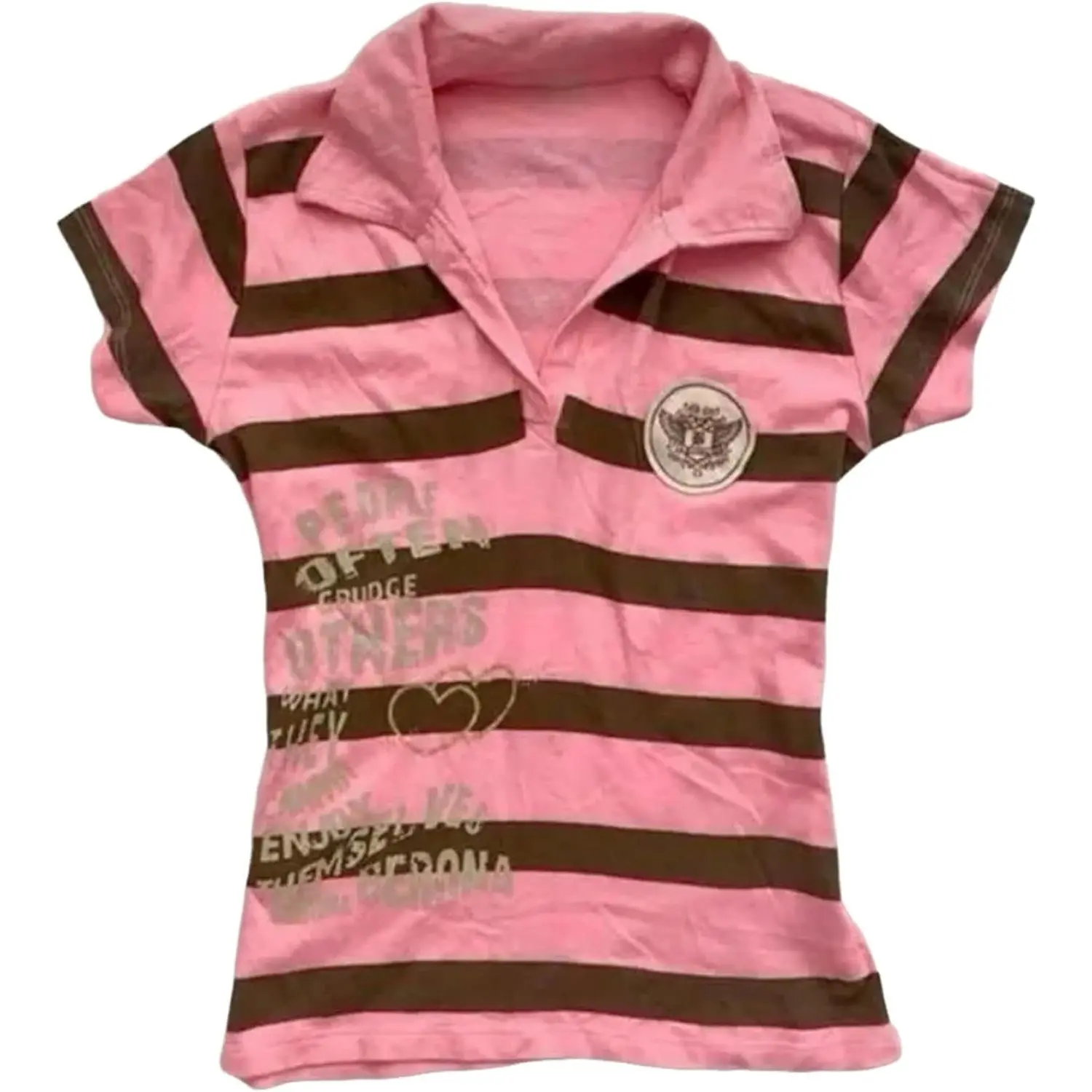 Vintage Alt Graphic Tees Y2k Grunge Polo Shirts Teen Girls Women Whimsy Twee 2000s Short Sleeve Collared Tops