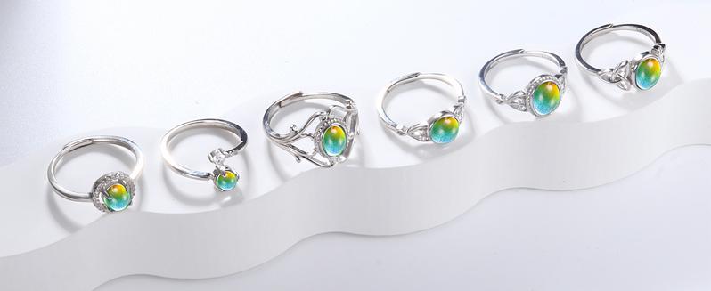 Adjustable 925 Sterling Silver Mood Rings for Women Victorian Style Oval Solitaire Ring Temperature-Control Rings Trinity Celtic Knot Color Change Stacking Rings Cubic Zirconia Gift Jewelry for Her…