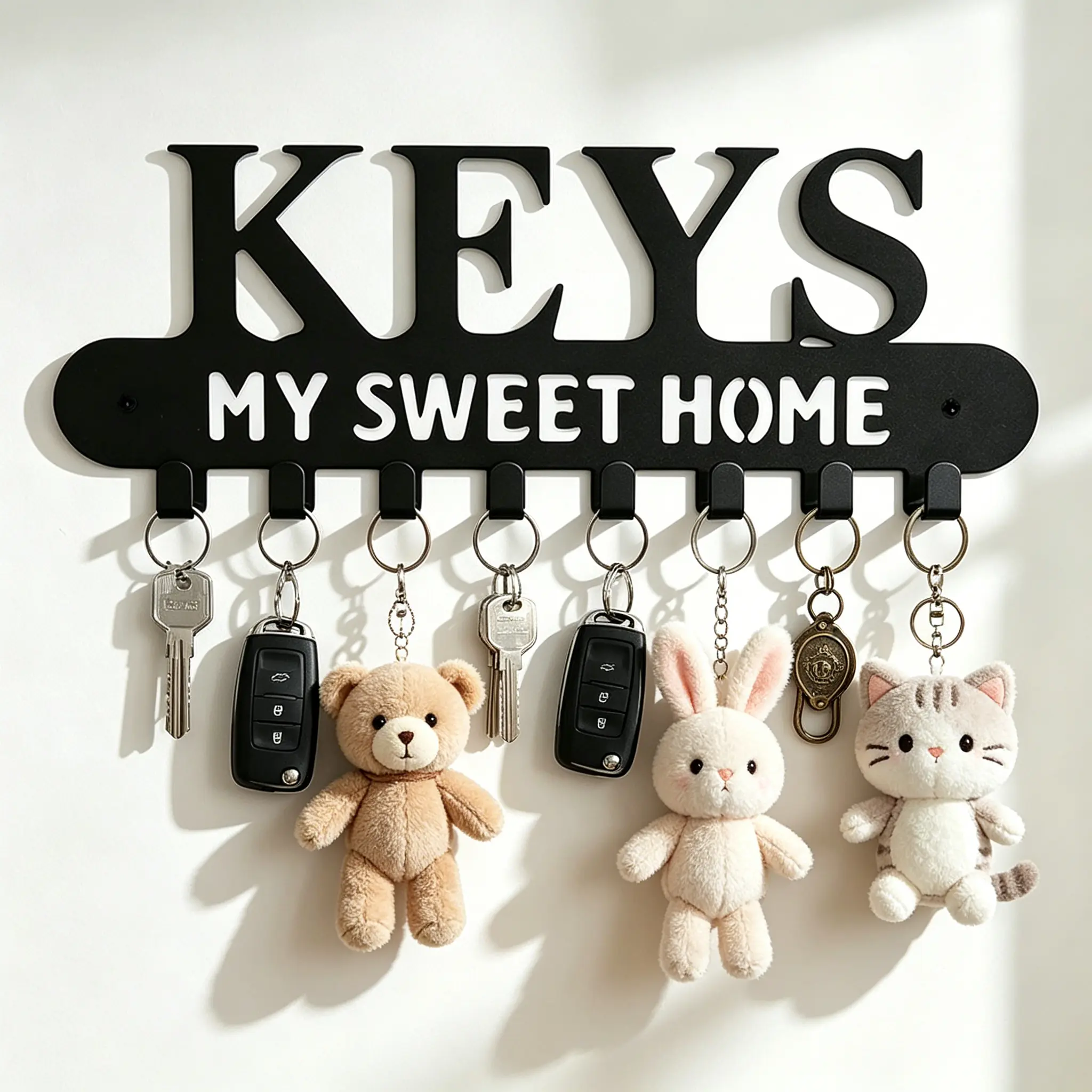 Wall Mount Metal Key Holder with 8 Hooks, My Sweet Home Decorative Key Rack Organizer for Entryway Front Door Hallway Home Decor