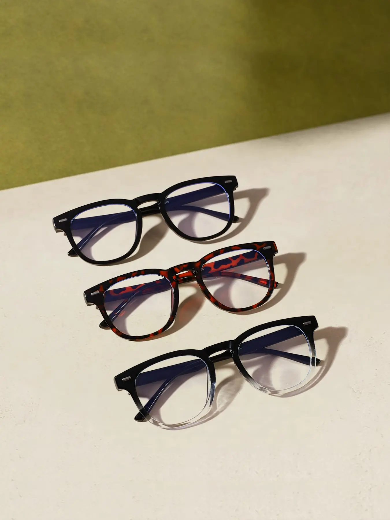 3 Pairs Women's Square Small Frame Fashion Plain Glasses, Lightweight Frame Design Casual Comfortable, Suitable for Office Students Travel Commute