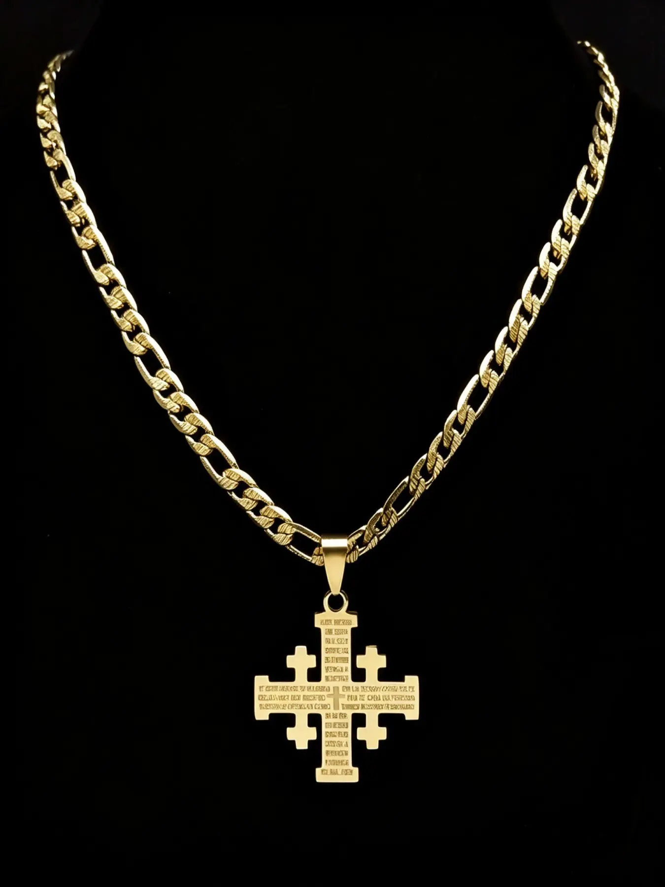 Jerusalem Cantoni Crusaders Cross Bible Religious  Necklace for Men Statement Stainless Steel Gold Color Necklaces Jewelry