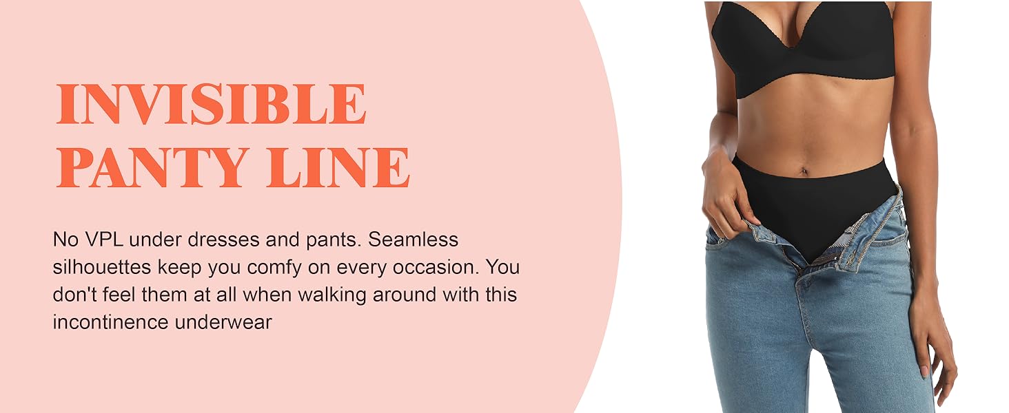 Absorbent Incontinence Underwear for Women Washable Leak Proof Seamless Urine Postpartum Protective Brief