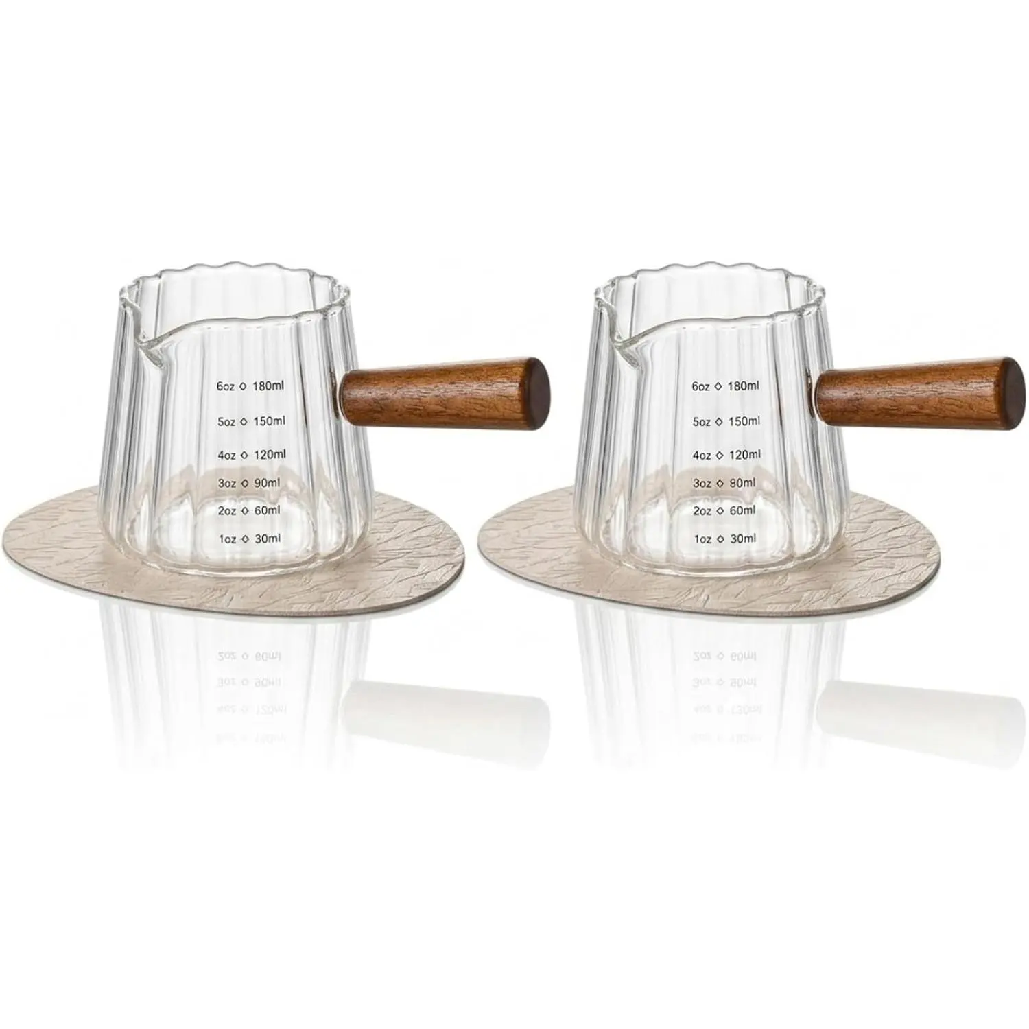 6 oz Espresso Shot Cup with  Handle, Clear Glass Espresso Measuring Cup with V-Shaped Spout, Heat-Resistant Espresso Pouring Pitcher for Coffee & Milk