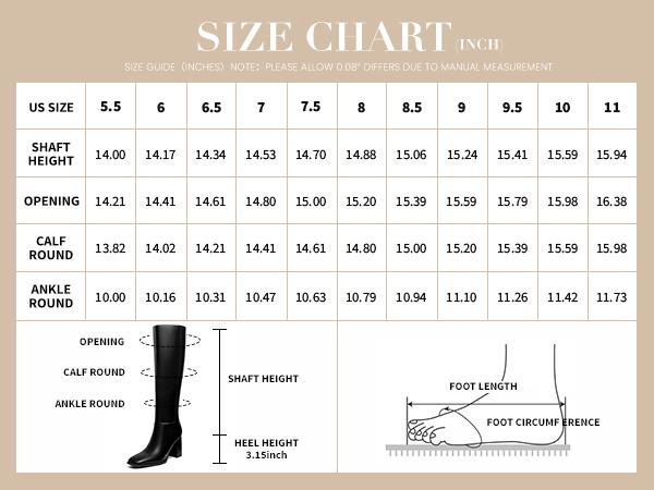 Women's Knee High Boots Fashion Chunky Heel Square Toe Tall Boots Side Zipper Long Boots