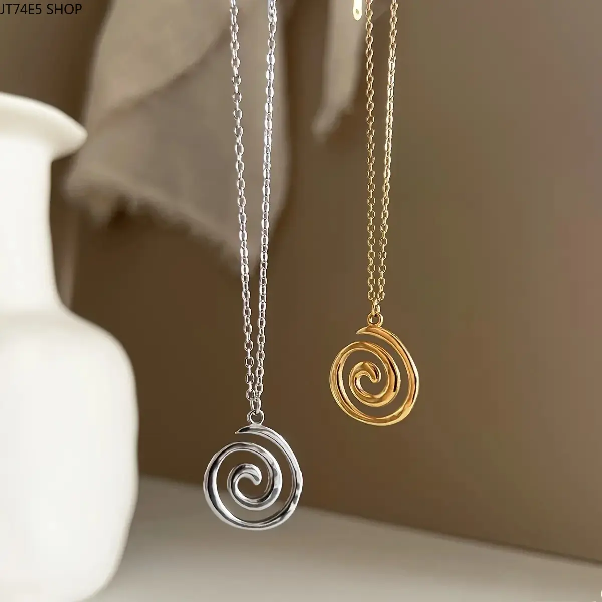 Women's Stainless Steel Thread Pendant Long Chain Necklace, 40+1.97in Classic Retro Minimalist Flexible Length Jewelry, Magnet-Free Statement Piece for Casual Wear