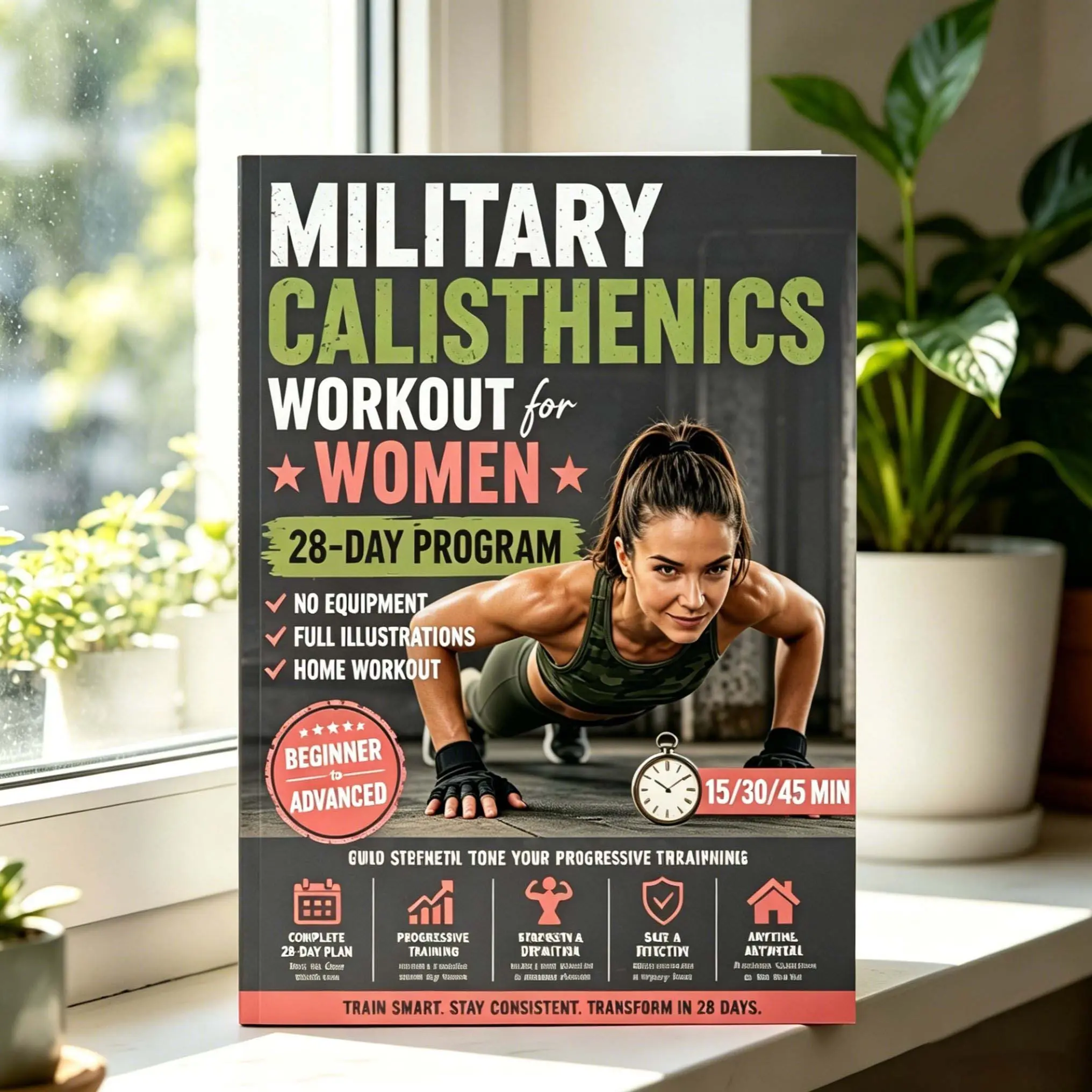 Calisthenics Workout for Women, 28-Day Bodyweight Program, No Equipment, 15-45 Minute Workouts, Beginner to Advanced