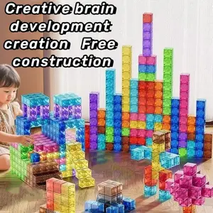 100pc Transparent Magnetic Building Toy Set, Magnetic Cubes, DIY Creative Toys for Kids, Christmas & Birthday Gifts, Ages 3+