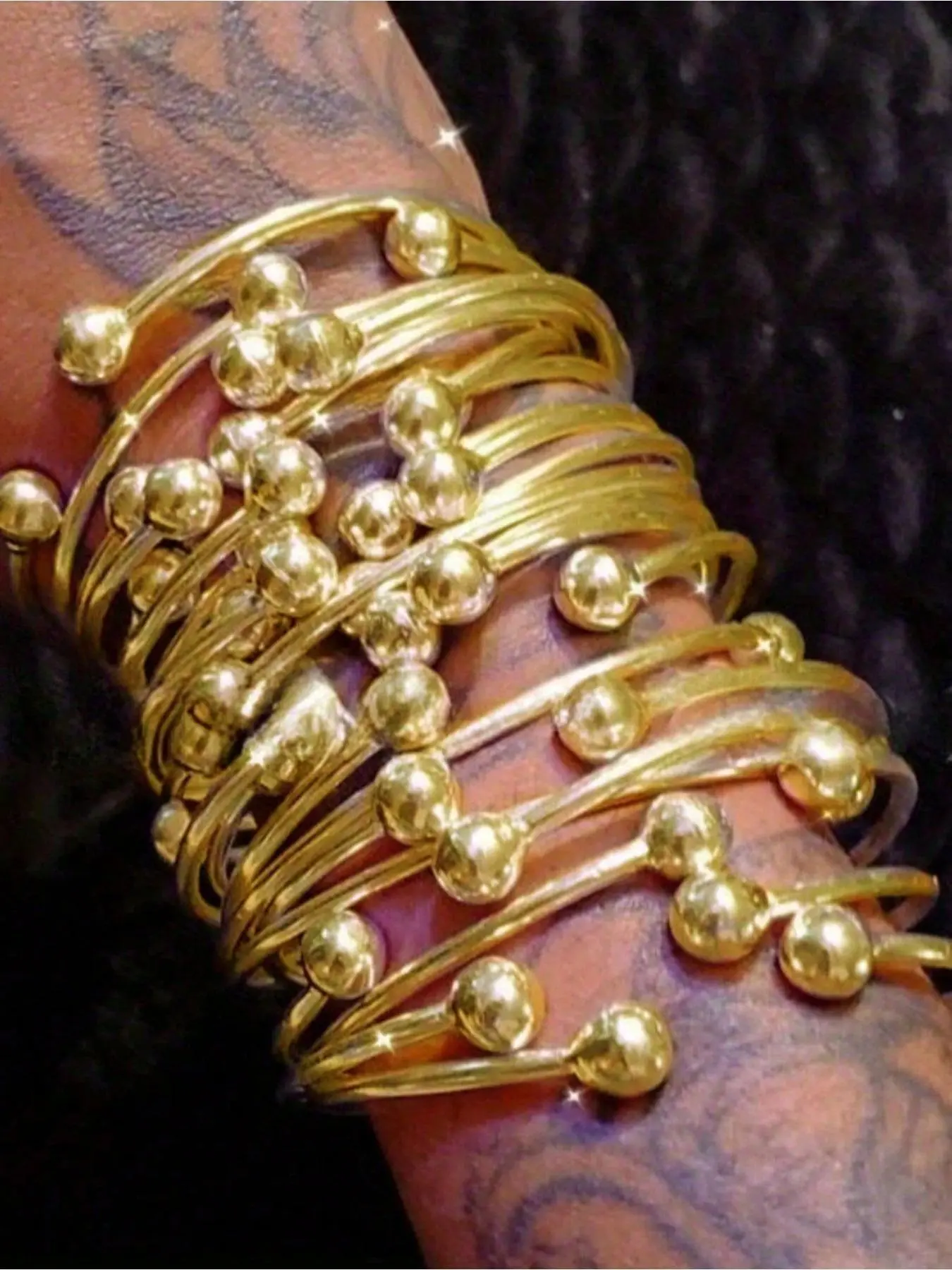 20pcs Retro Boho Thick Bangles, 10mm Ball Silvery Bangles Bracelet, Boho Stacking Bangles, Handmade Silvery Bangles for Women Daily Party Jewelry Gifts, Bangles Set, Fashionable Jewelry Accessories