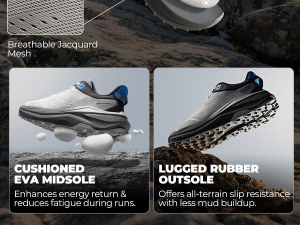 NORTIV 8 Men's Wide Toe Box Running Shoes with Jacquard Mesh Upper Bouncy Support Arch Insole Slip-Resistant Rubber Outsole Airy Breathable Design SpringStatements