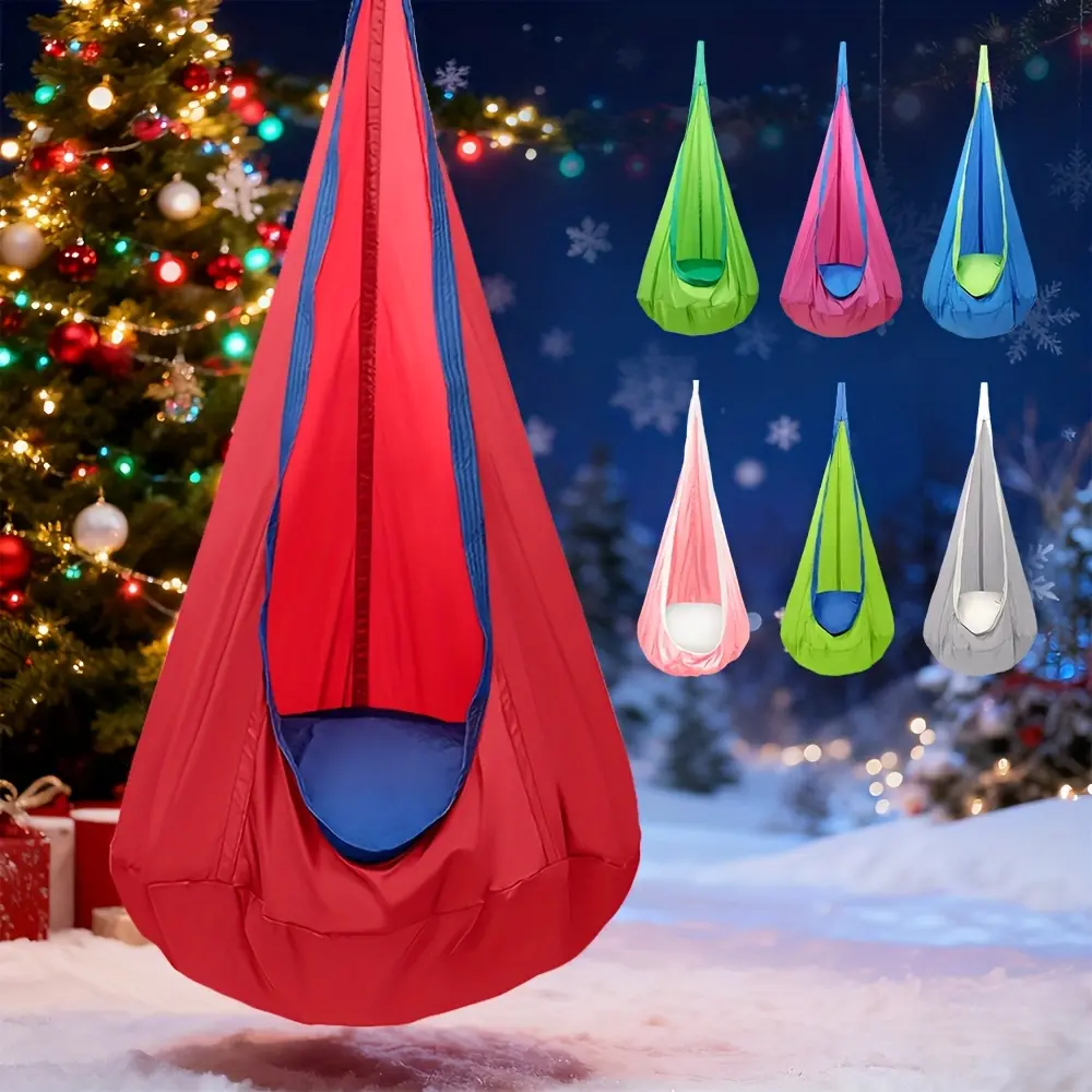 Available in 13 Colors, Comfortable 1pc Hanging Hammock Pod Swing Seat with Inflatable Pillow - Hand Washable - Ideal for Indoor/Outdoor Relaxation and Play, Thanksgiving, Christmas, New Year Holiday Gift, Indoor Hammock, Outdoor Hammock