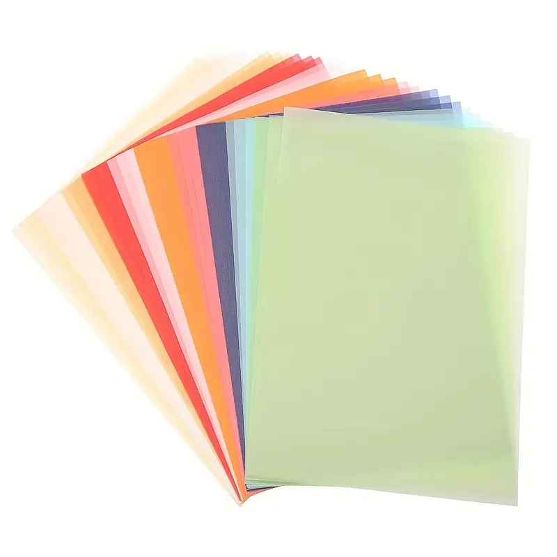 Color tracing paper, 50 sheets of 10 color transparent velvet paper A4/A5/A6 semi transparent tracing paper printable transparent velvet paper for printing and drawing inkjet laser printer