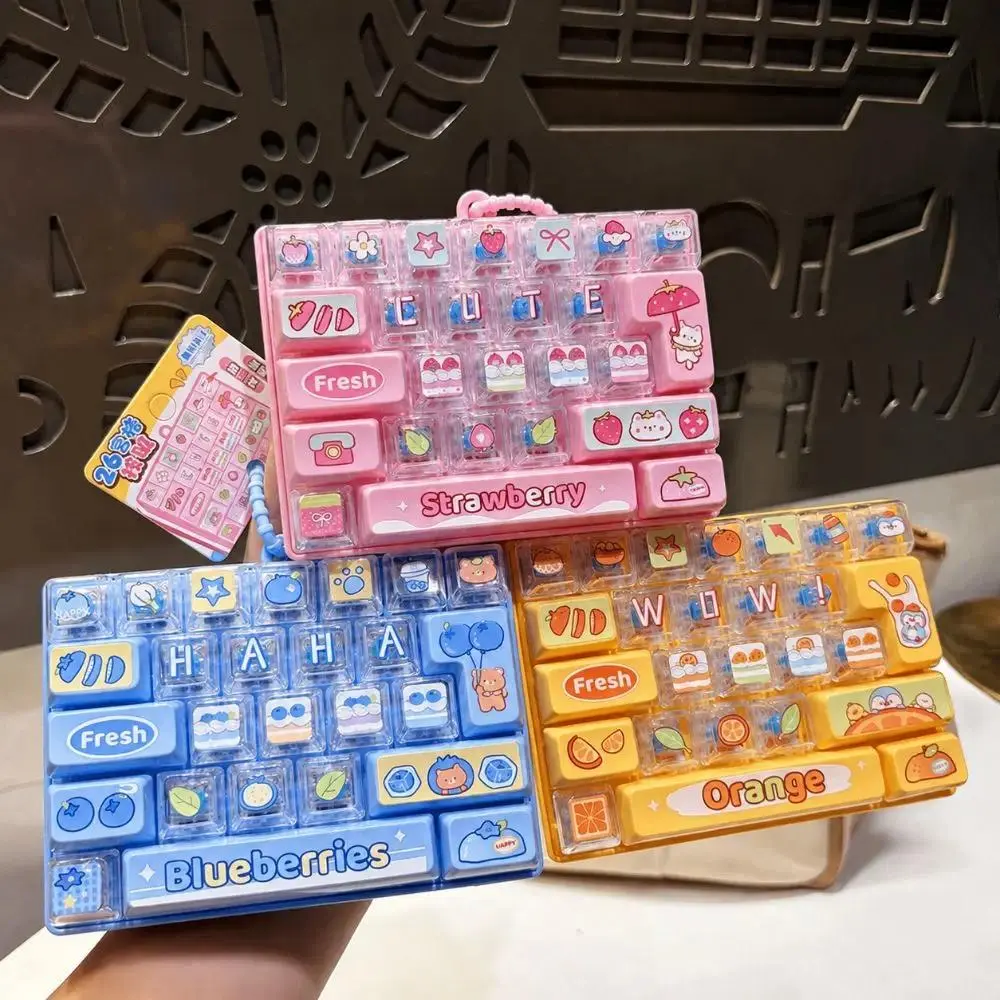 26 Keys Mechanical Keyboard Toy Clear Key Sounds Hangable Stress Relief Fidget Toy Gift Toy Keychain Bag Pendant Charm