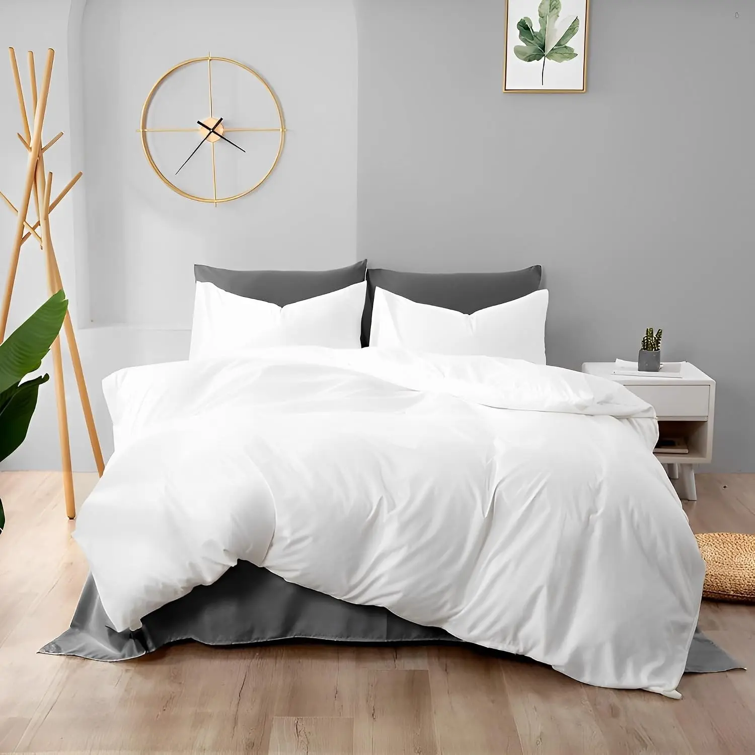 Incontinence Duvet Protectors - Waterproof Breathable Comforter Protector Duvet Cover - Washable Reusable - with Corner Ties for Pets, Dog, Cat, Kids, Elder (White,King)