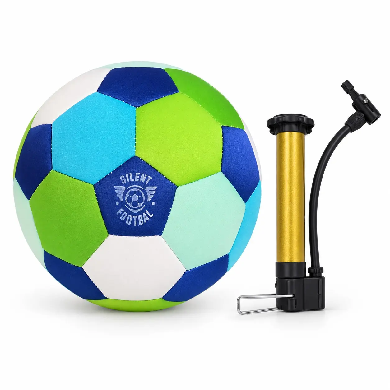 Size 4 Soft Indoor Soccer Ball with Optional Hand Pump, Low-Noise Inflatable Ball for Home Footwork Practice