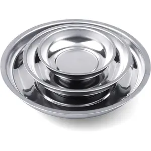3-Piece Round Magnetic Parts Tray - 3 Inch 4 Inch 6 Inch Stainless Steel Magnetic Tray for Mechanics