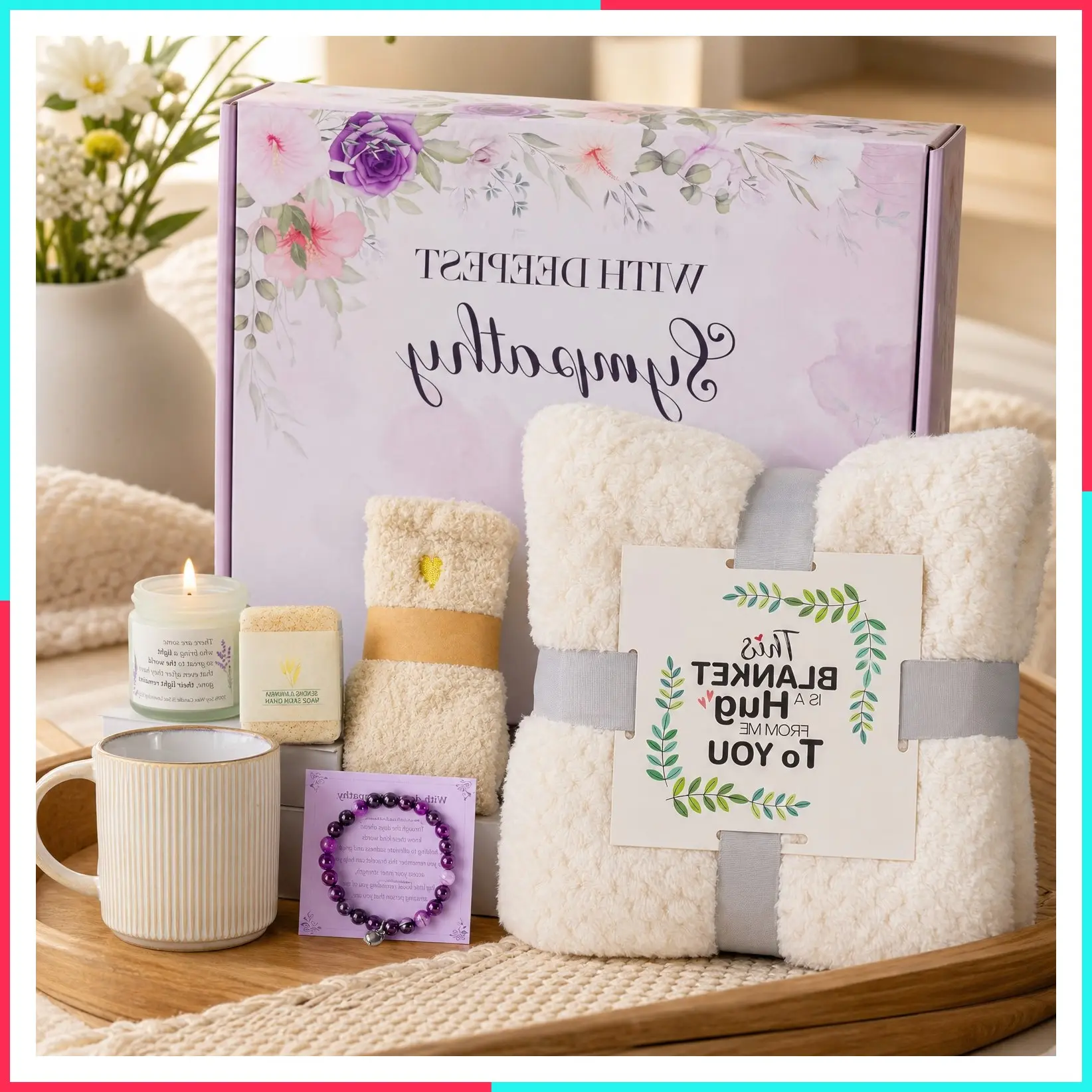Sympathy Gift Basket for Women, Bereavement Care Package, Condolence Gifts for Loss of Loved One, Miscarriage Gifts for Mothers, Mom, Sister, Friend