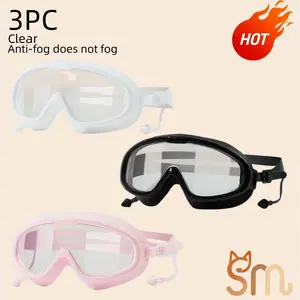 Adult Swim Goggles (3-Pack) - Wide Vision, Fog-Free, Leak-Proof Lenses, UV Protection, Adjustable Strap for Comfortable Fit