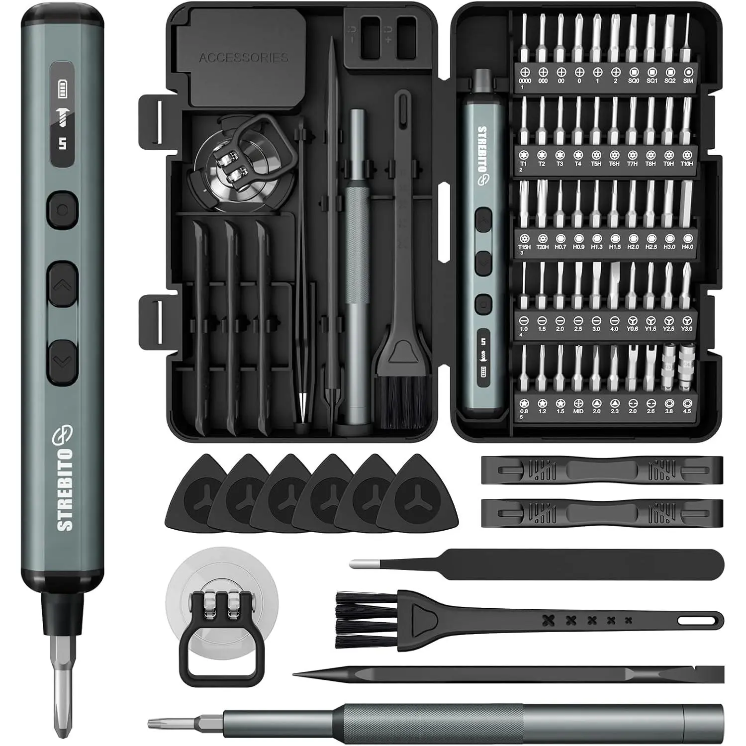 Mini Electric Screwdriver, 67 in 1 Electric Screwdriver Kit |   50 S2 Preicison Bits, 5, Organized, Mini Screwdriver Tool Kit for PC Electronics