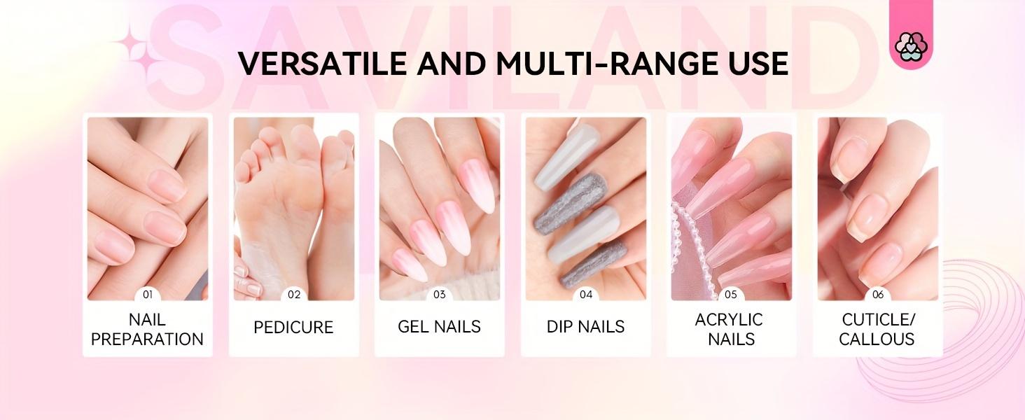 BeautyDAO SAVILAND Electric Nail Drill: Portable 40000RPM nail filter Electric Nail Manicure Pedicure 13 acrylic nail drill Fake nail gel Nail Dip Nail Artificial nail home salon, gradient color, gift You deserve it