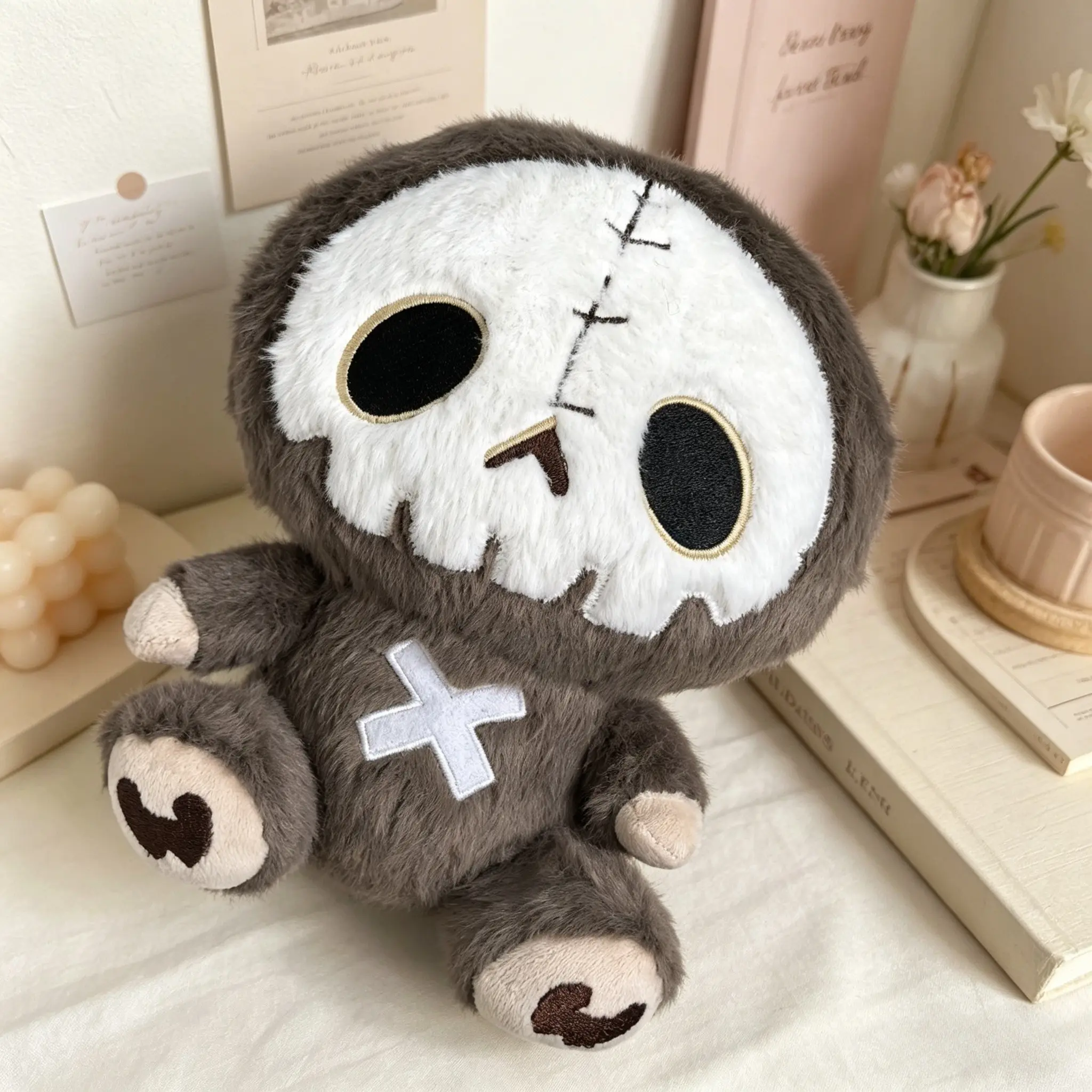 Halloween Gothic Skull Sloth Plush Doll, Dark Theme Trendy Toy Figure, Perfect Gift for Halloween Lovers, Unique Collectible Ornament