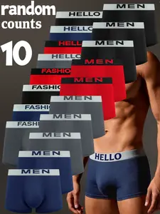 10 pcs random men's flat cornered underwear, fashion and comfort, Lightweight sports underwear, Suitable for wearing in all seasons, at home, casual Men's underwear, Suitable for participating in various activities, Men's four cornered underwear.