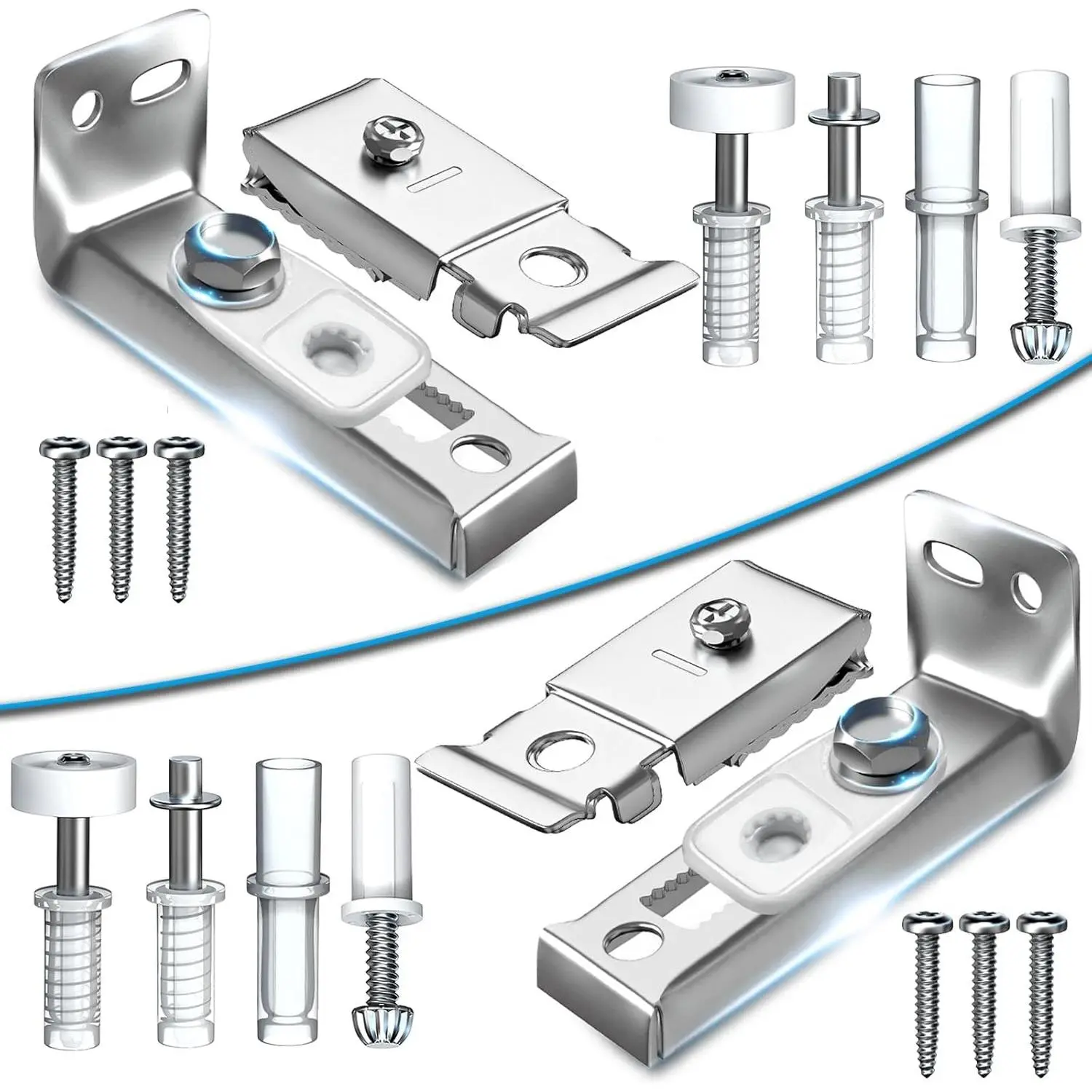 Bifold Door Hardware Kits Repair Closet Sliding Folding Accordion Barn Door 2 Pack Bi fold Closet Door Replacement Parts Include Top & Bottom Bracket, 3/8" Pivot, 7/8" Guides Wheel, Easy to Install
