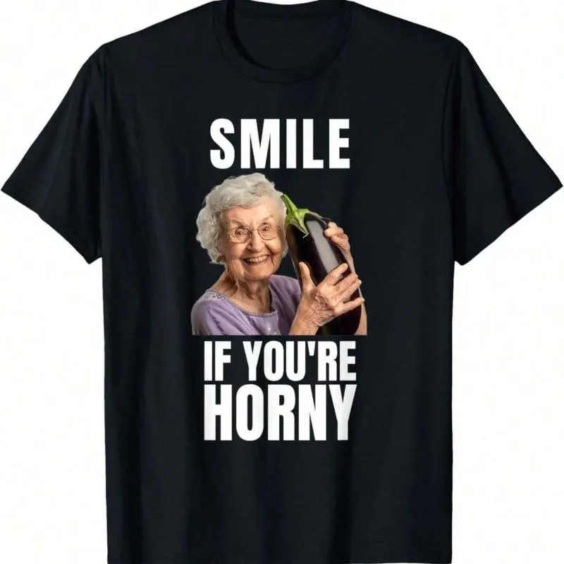 Funny Inappropriate Embarrassing Smile If Your Horney T-Shirt. Menswear Top