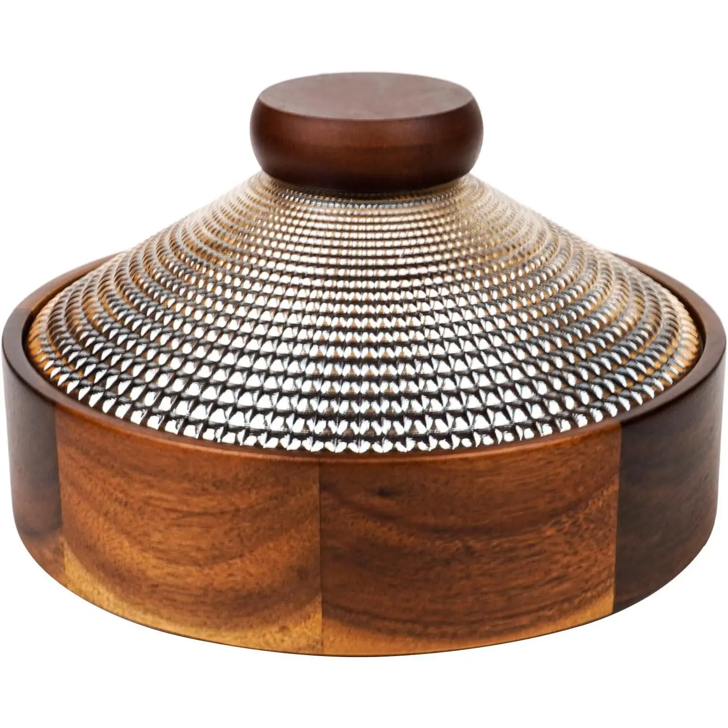 Wooden Snack Box with Glass Lid, 4-Compartment Serving Tray for Nuts, Candy, Dried Fruits, Multipurpose Storage Container for  & Parties