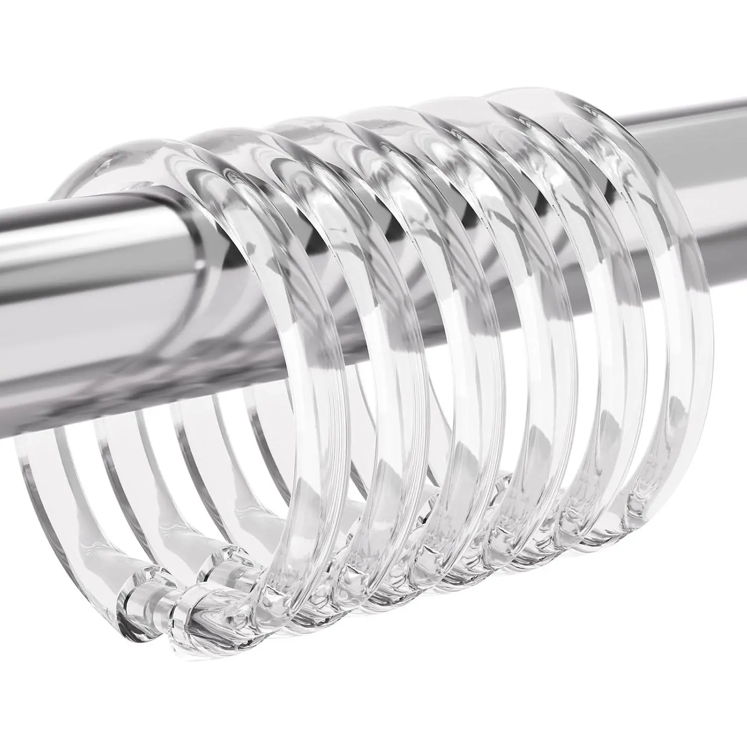 Plastic Shower Curtain Rings, 12 count Clear Shower Curtain Hooks, O Shape Shower Curtain Hooks Rings, Easy to Snap Closure Shower Hooks for Shower Curtain and Liner Bathroom