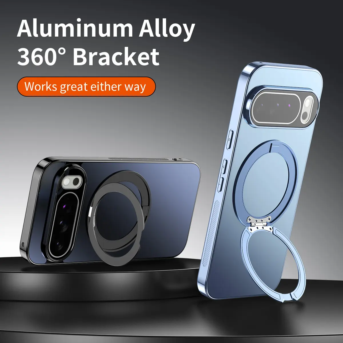 Compatible with Pixel 10 Pro XL/10 Pro//8A/9 | Electroplated Magnetic 360° Rotatable Kickstand Full Wrap Shockproof Phone Case HNZ0397