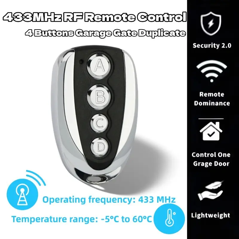 RF 433mhz Metal U-Type 4 Key Abcd/lock Copy Remote Control, Garage Door Roller Shutter Universal Wireless Remote, Hfy-Tx03b Model