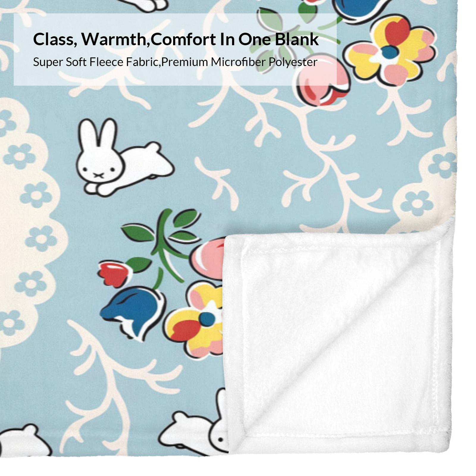 Miffy Cartoon Blanket Featuring Adorable Rabbit Design Soft Comfortable Polyester Fabric Skin Friendly Machine Washable for All Seasons