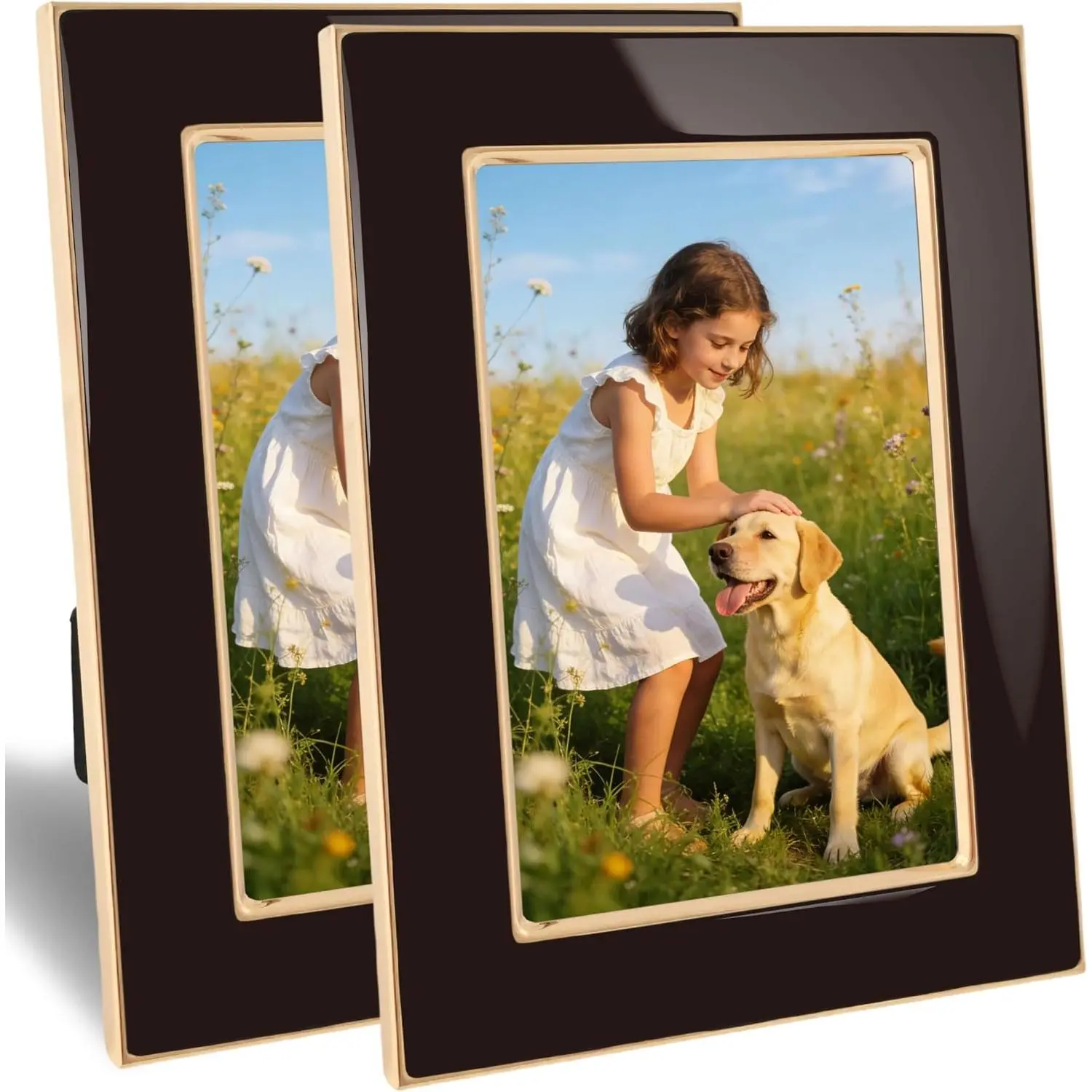 4x6 Enamel Picture Frame with  Metal , Real Glass Photo Frames with  , Horizontal and Vertical Display for Wall or Tabletop Desk Photo Gallery Decor (Dark Brown, 2 count)