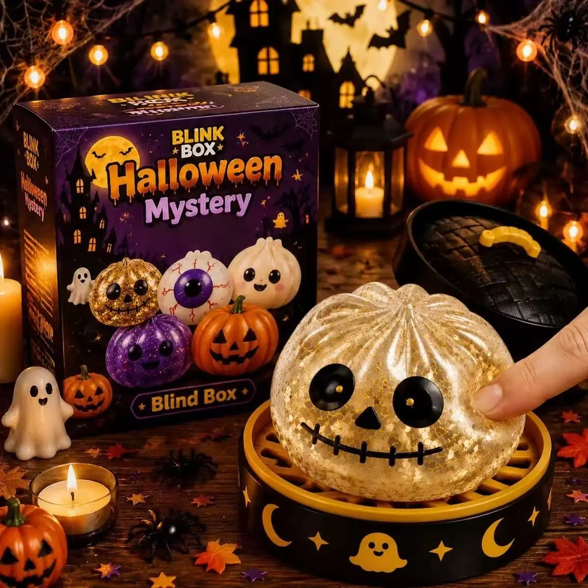 Ghost Baozi Squishy Toy, Includes Steamer Storage, Educational and Stress Relief for Kids, Perfect Gift for Holidays and Birthdays