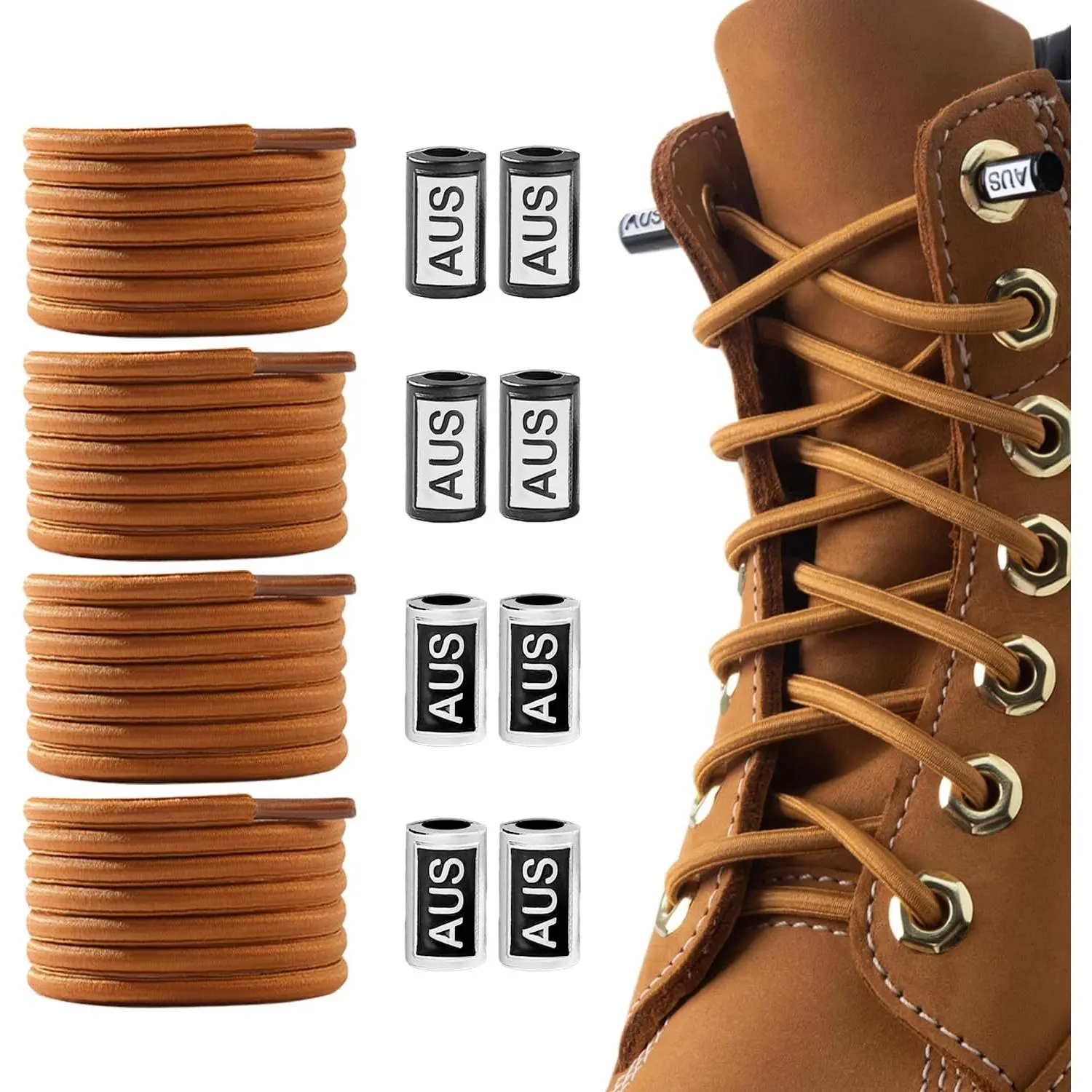 2 Pairs Elastic Shoe Laces, No Tie Shoelaces for Boot Sneaker | Stretchy Shoelaces, Oval Shoe Laces, Tieless Quick Laces for Adults &