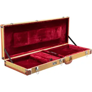 GLARRY ST Deluxe Electric Guitar Hard Shell Case Portable Square Guitar Case Microgroove Flat With Extra Neck & Bridge Padding (Yellow)