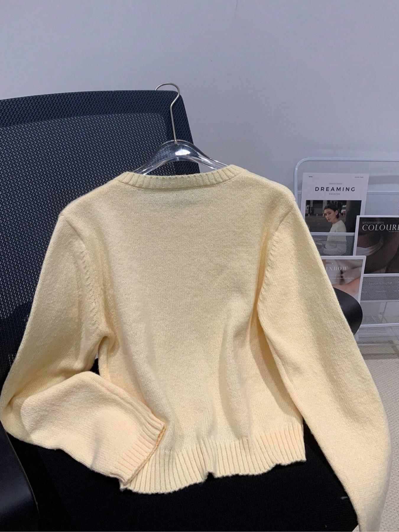 Women's Solid Color Button Front Cardigan, Casual Long Sleeve Knitwear for Spring & Fall, Fashion Women's Knit Clothing for Daily Wear