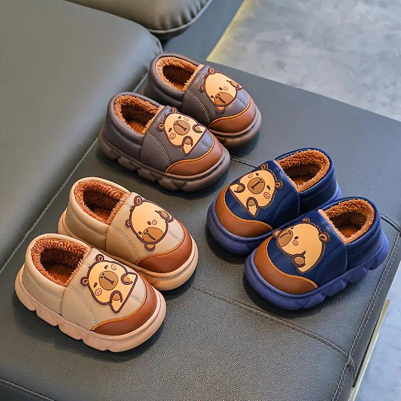 1 Pair of Capybara Kids' Slippers for Autumn and Winter, Boys' Indoor Home Plush Slippers for Girls, Cute Cartoon Slippers, Lightweight Slippers, Soft Slippers, Slippers For Girls, Slippers For Boys