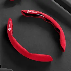 Suede Leather Car Steering Wheel Anti-Slip Cover, Breathable, Compatible with Nissan Qashqai, Juke, X-Trail, Pathfinder, Rogue
