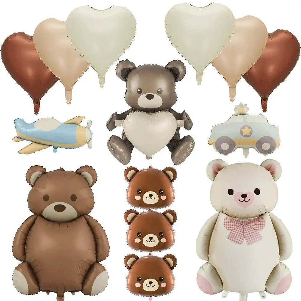 Bear Party Balloon Cute Cartoon Brown Bear Pink Cream Foil Balloon Teddy Bear Theme Kid Birthday Party Baby Shower Wedding Decor