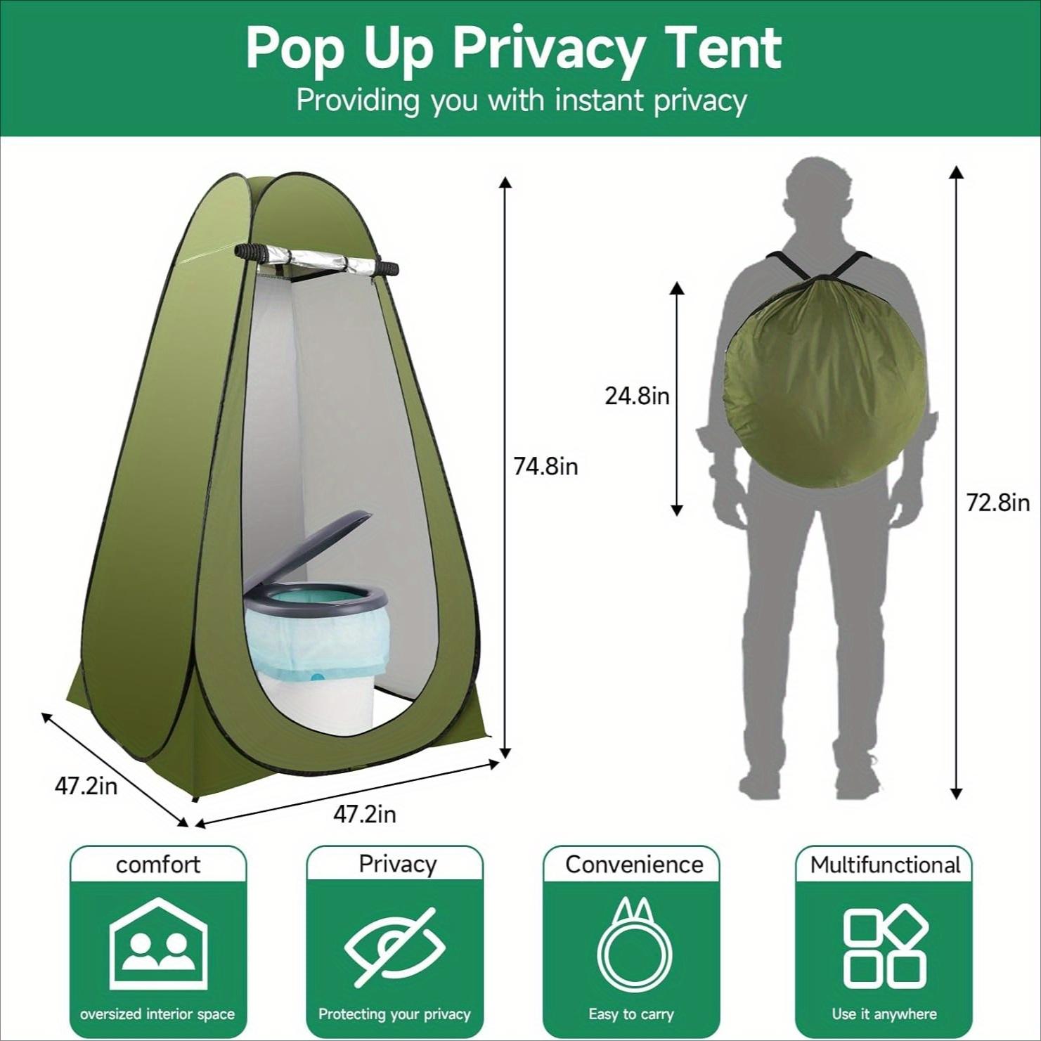 Pop-up privacy tent, extra-large portable model, suitable for RV camping trips, portable instant-open camping tent with storage bag, oval tent suitable for camping, travel, home, beach, green zipper closure, dual-use for indoor and outdoor