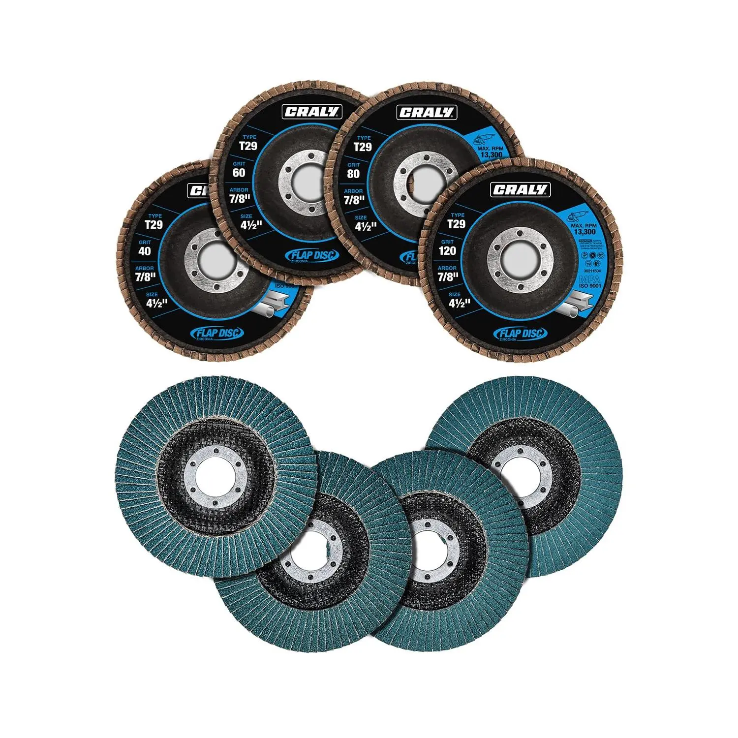 4-1/2 Inch Flap Disc, 7/8 in Arbor, 40/60/80/120 Grit, T29 Zirconia Sanding Disc for Angle, Quality Abrasive Grinding Wheel for Stainless, Sanding & Finishing, 20PC