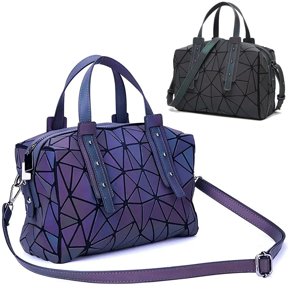 Geometric Luminous Purses and Handbags for Women Holographic Reflective Crossbody Bag Wallet checkered  crossbody  bag long wallet everyday  purse wallet clutch designer  card  holder