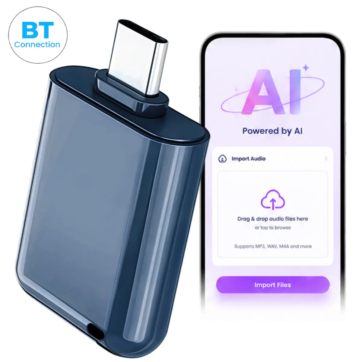 Portable Voice Recorder, All-In-One AI Translator Recording Device, AI Transcribe & Summarize, Dual Recording Modes(APP Online & Offline REC), USB-C Charging, Lightweight Pocket Size for Meetings & Interviews