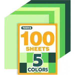 100 Sheets 8.5" x 11" Colored Cardstock, 5 Assorted Green Shades of 180GSM/65LB Construction Paper, Printer Paper for Card Making, DIY Crafts, School Supplies, Party Decorations