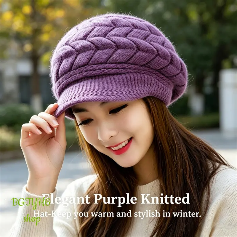 Women's Winter Slouchy Chunky Cable Knit Bonnet Beanie Hat - Thick, Ear Flaps, Fringe Trim, Soft Stretchy Warm Cold-Weather Accessory, Machine Washable, No-Sew Fitting, Blonde Hair-Friendly, Back to School