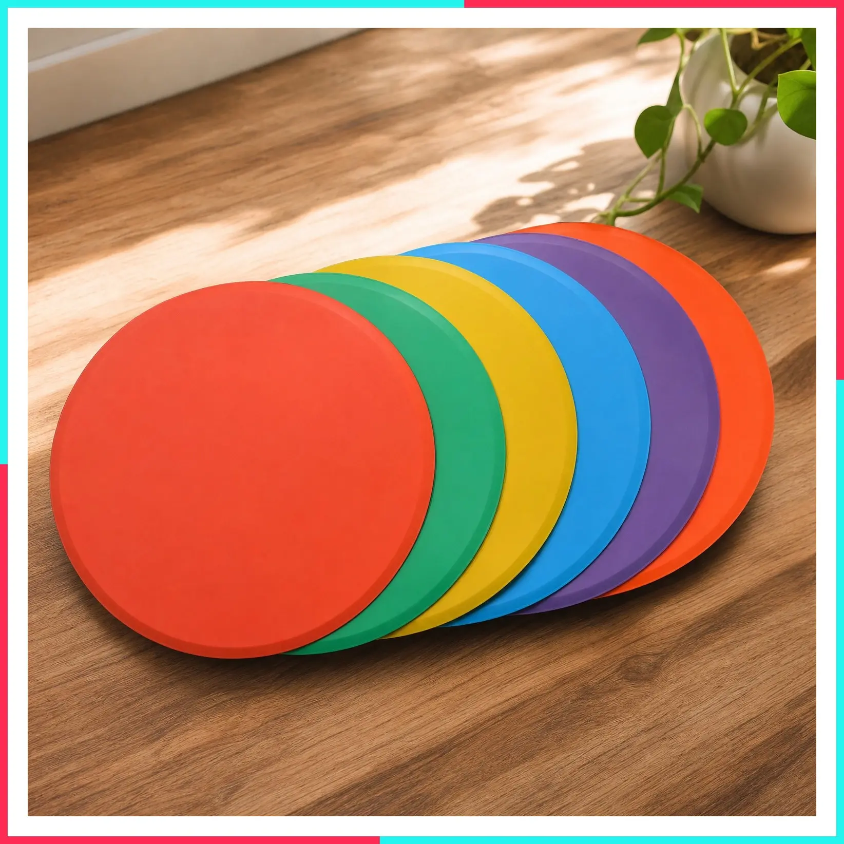 Set of 6 10-Inch Flat Spot Markers & Field Cones (25 cm) - Non-Slip Floor Markers for Soccer, Basketball, Football, Speed & Agility Training, Gym Class & Coaching Drills